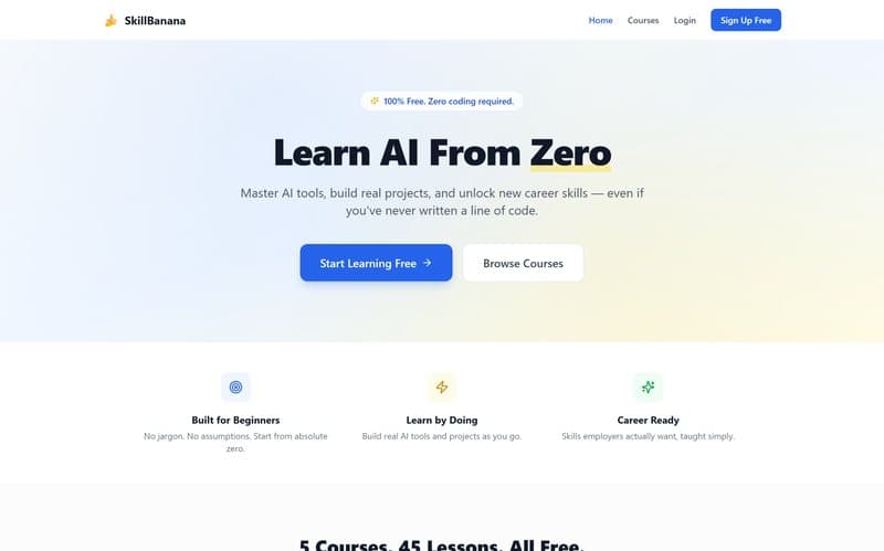 SkillBanana course platform dashboard